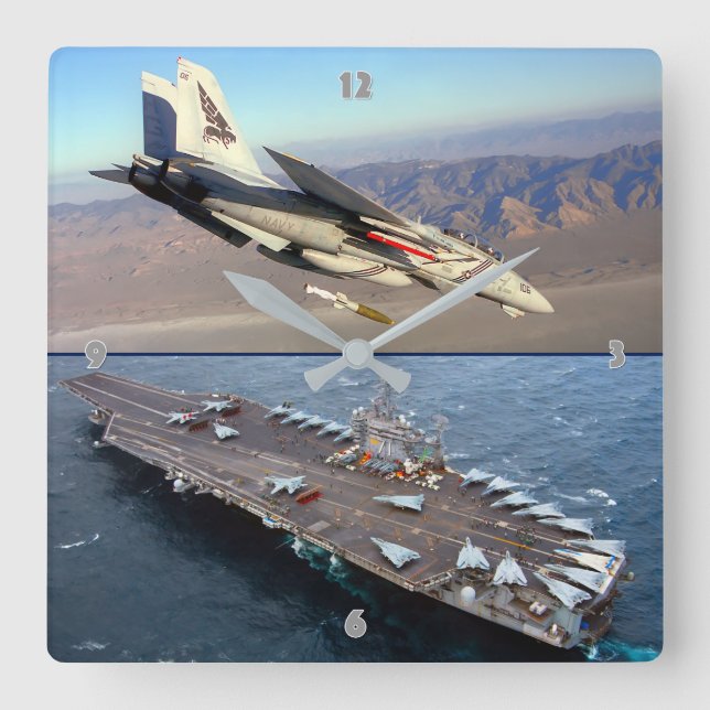 F-14 TOMCAT SQUARE WALL CLOCK (Front)