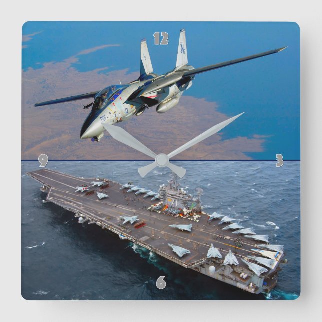 F-14 TOMCAT SQUARE WALL CLOCK (Front)