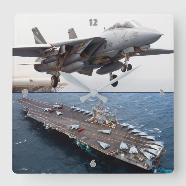 F-14 TOMCAT SQUARE WALL CLOCK (Front)