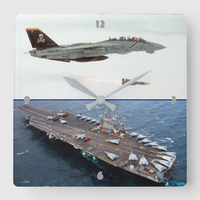 F-14 TOMCAT SQUARE WALL CLOCK (Front)