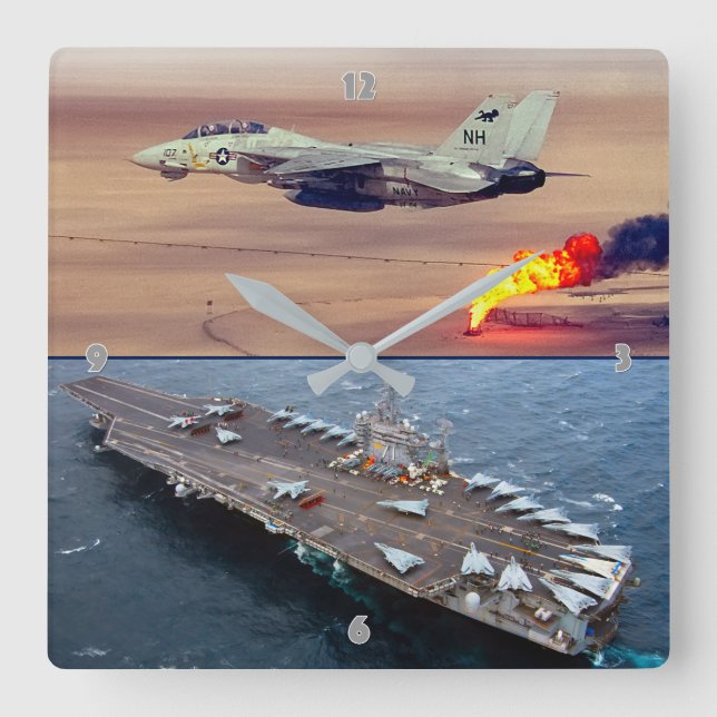 F-14 TOMCAT SQUARE WALL CLOCK (Front)