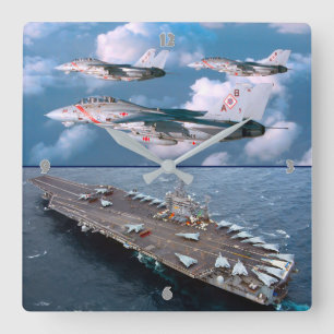 F-14 TOMCAT SQUARE WALL CLOCK