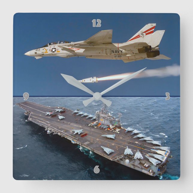 F-14 TOMCAT SQUARE WALL CLOCK (Front)