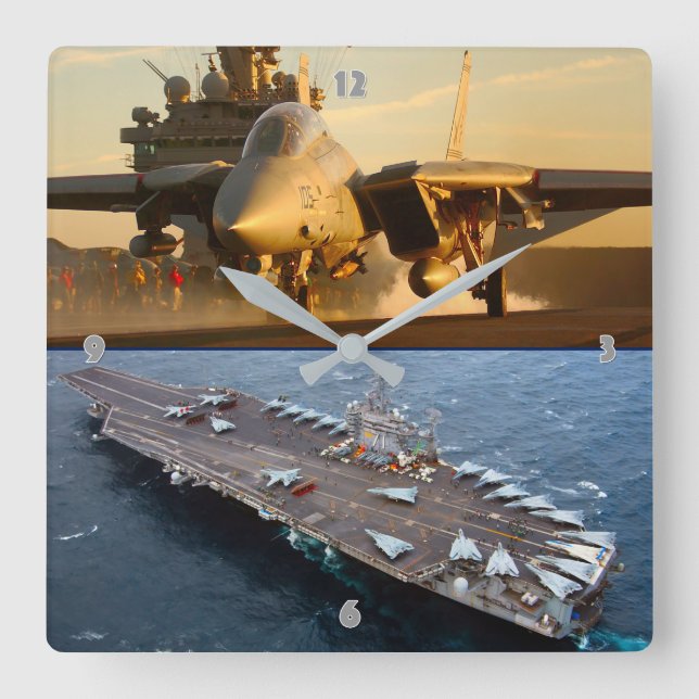 F-14 TOMCAT SQUARE WALL CLOCK (Front)