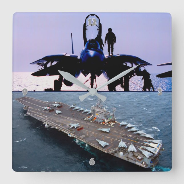 F-14 TOMCAT SQUARE WALL CLOCK (Front)