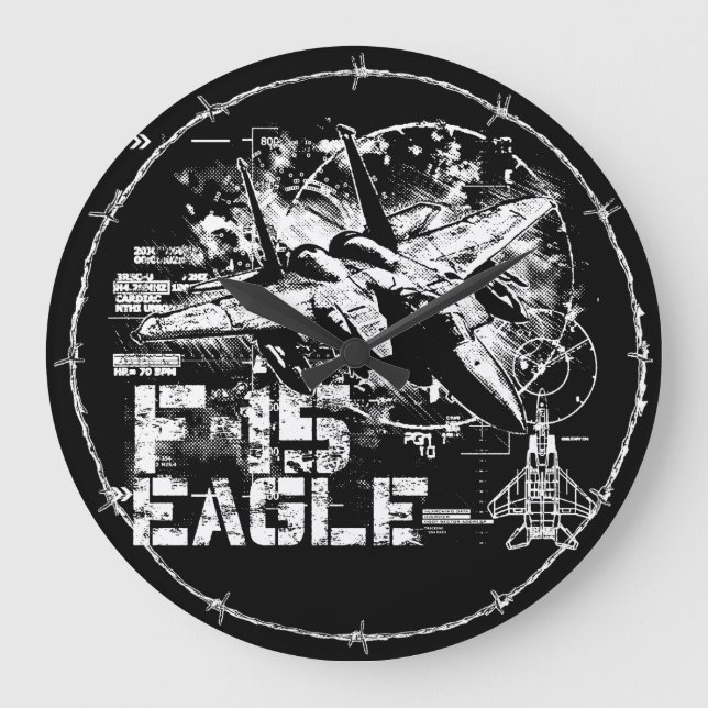 F-15 Eagle Round (Large) Wall Clock (Front)