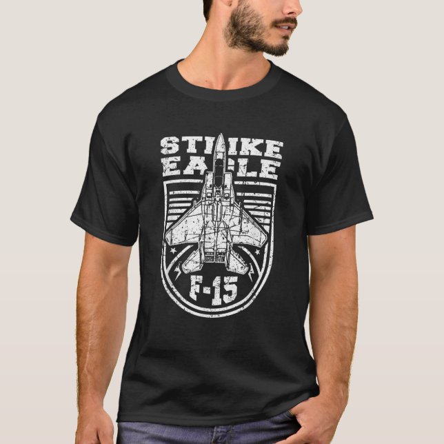 F 15 Eagle USAF Strike Jet Fighter T-Shirt (Front)