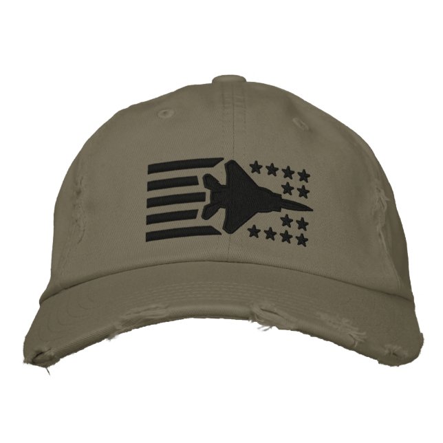 F-15 Fighter Jet Stars and Stripes Embroidered Hat (Front)
