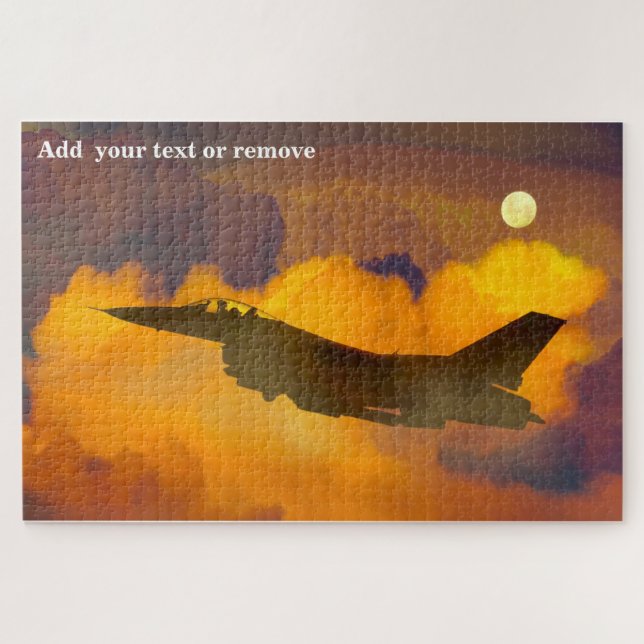 F-15 Silent Eagle fighter jet aircraft at night, Jigsaw Puzzle (Horizontal)