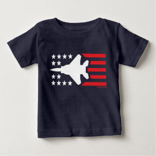 F-15 Strike Eagle Jet White n Red Stars Stripes Baby T-Shirt