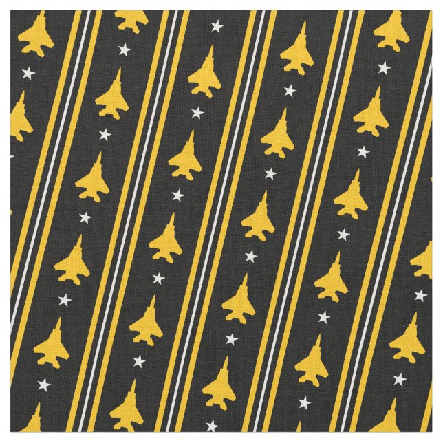 F-15 Stripe Yellow on Black 1 Inch Pattern Fabric (Close Up)