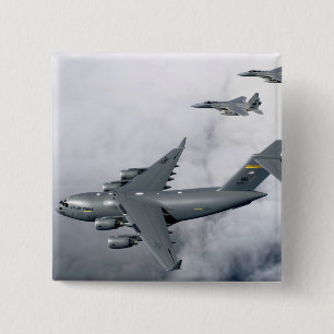F-15B Eagles escort the first Hawaii-based C-17 15 Cm Square Badge