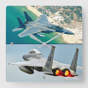 F-15C EAGLE SQUARE WALL CLOCK