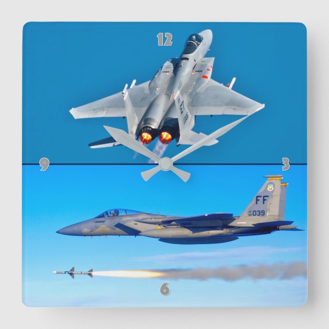 F-15C EAGLE SQUARE WALL CLOCK (Front)