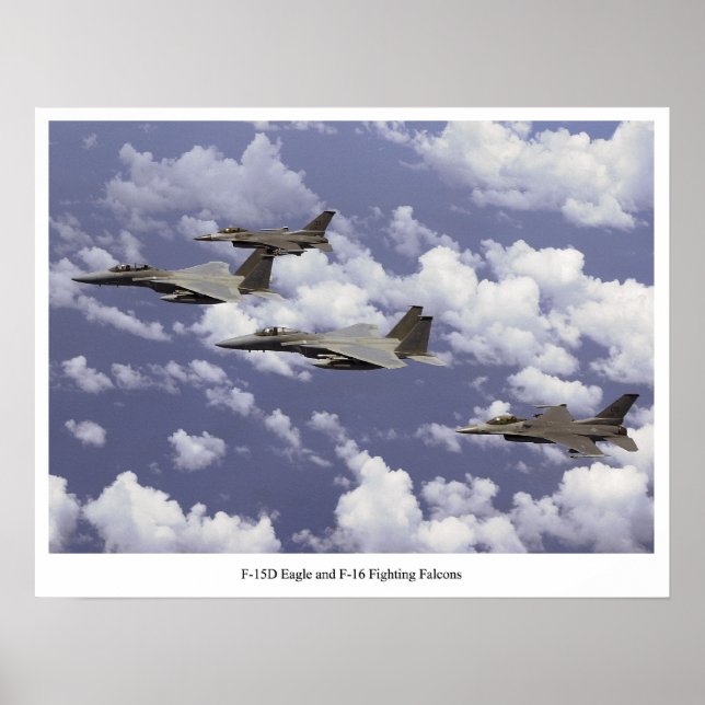 F-15D Eagle and F-16 Fighting Falcons Poster (Front)