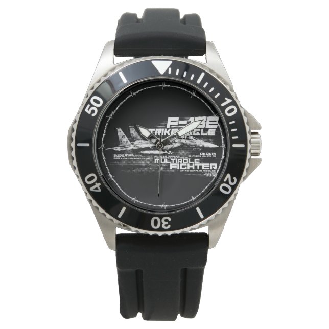 F-15E Strike Eagle  Crown Protector Black Rubber Watch (Front)