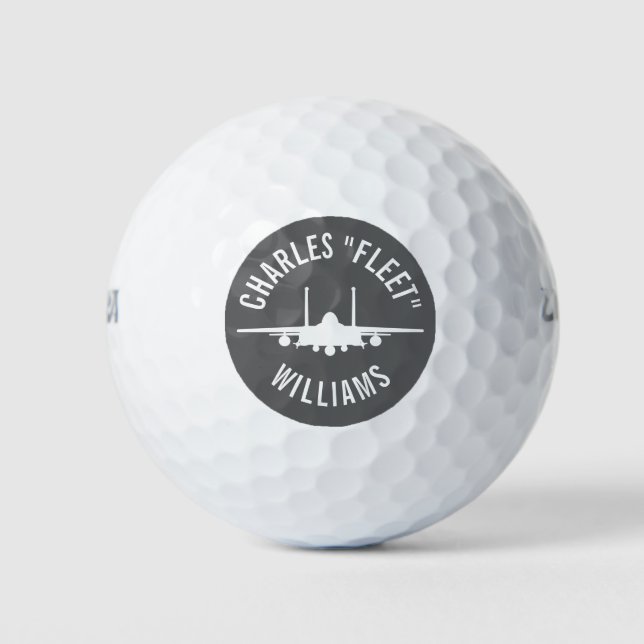F-15E Strike Eagle Golf Ball Grey with Custom Name (Front)