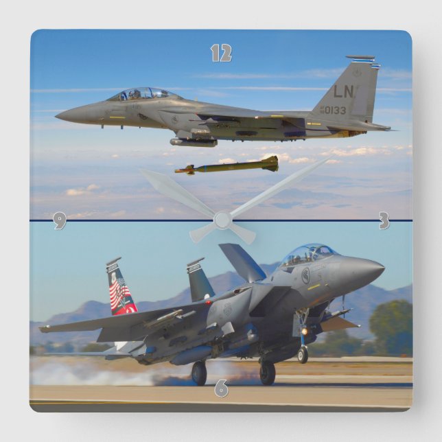 F-15E STRIKE EAGLE SQUARE WALL CLOCK (Front)