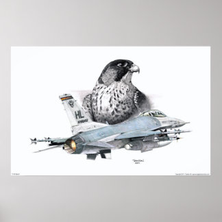 F-16 Falcon and Falcon Poster