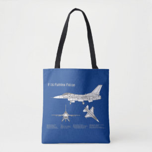 F-16 Fighting Falcon - Aeroplane Blueprint Plan AB Tote Bag
