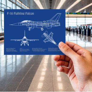 F-16 Fighting Falcon - Aeroplane Blueprint Plans A Postcard