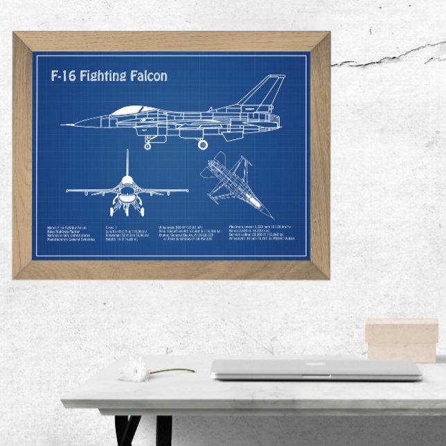 F-16 Fighting Falcon - Aeroplane Blueprint Plans A Poster (Creator Uploaded)