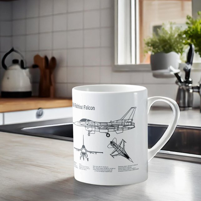 F-16 Fighting Falcon - Aeroplane Blueprint Plans B Coffee Mug (Creator Uploaded)
