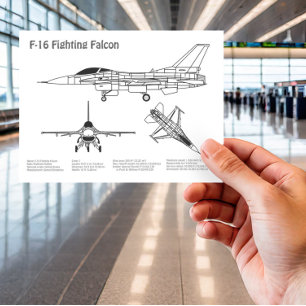 F-16 Fighting Falcon - Aeroplane Blueprint Plans B Postcard