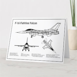 F-16 Fighting Falcon - Aeroplane Blueprint Plans B Thank You Card