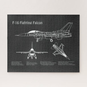 F-16 Fighting Falcon - Aeroplane Blueprint Plans P Jigsaw Puzzle