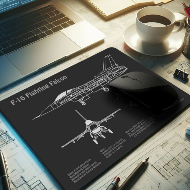 F-16 Fighting Falcon - Aeroplane Blueprint Plans P Mouse Pad (Creator Uploaded)