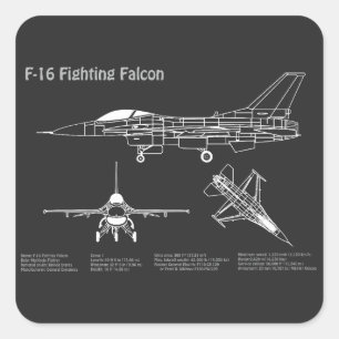 F-16 Fighting Falcon - Aeroplane Blueprint Plans P Square Sticker