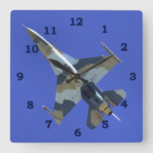F-16 Fighting Falcon Electric Jet Square Wall Clock