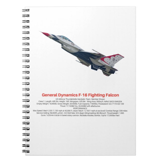 F-16 Fighting Falcon Fighter Jet Notebook (Front)