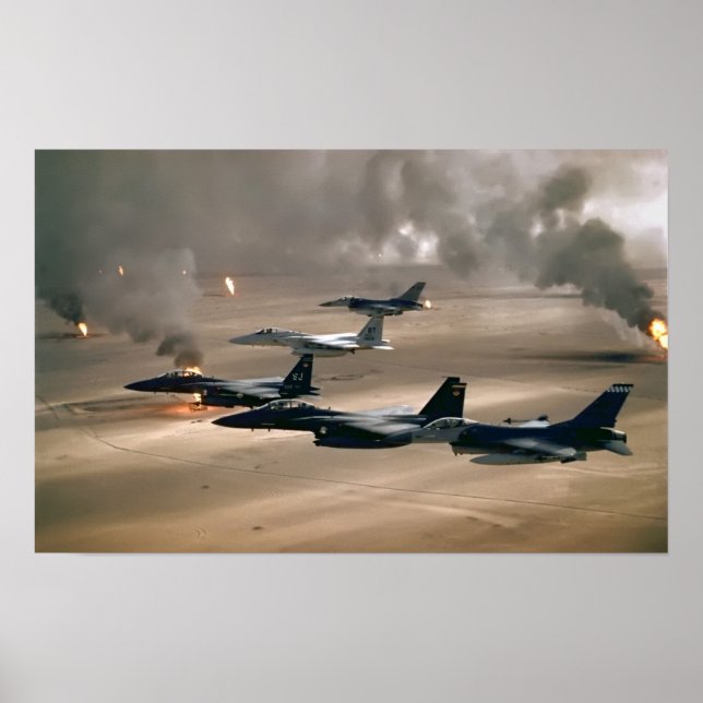 F-16 Fighting Falcons and  F-15 Eagles Poster (Front)