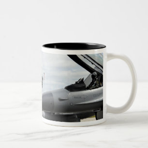 F-16 Fighting Falcons await to launch Two-Tone Coffee Mug