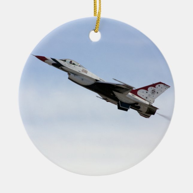 F-16 Thunderbird In Flight Ceramic Tree Decoration (Front)