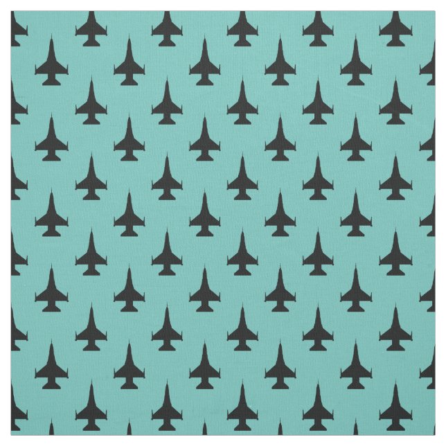 F-16 Viper Fighter Jet Pattern Black Fabric (Swatch)