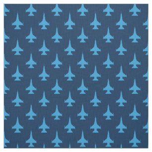 F-16 Viper Fighter Jet Pattern Blue Fabric