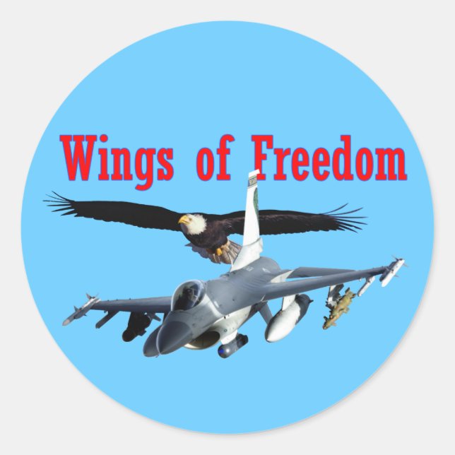 F-16 Wings of Freedom Classic Round Sticker (Front)