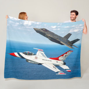 F-16C FIGHTING FALCON and F-35A LIGHTNING II Fleece Blanket