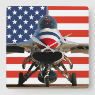 F-16C FIGHTING FALCON SQUARE WALL CLOCK