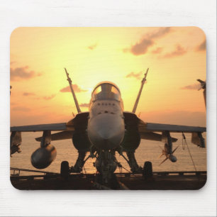 F-18 Hornet at sea aboard US Aircraft Carrier Mouse Pad