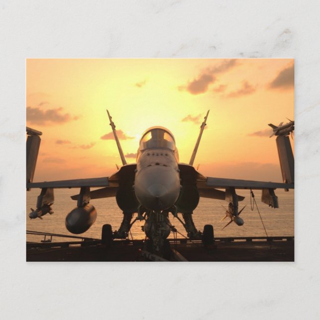 F-18 Hornet at sea aboard US Aircraft Carrier Postcard (Front)