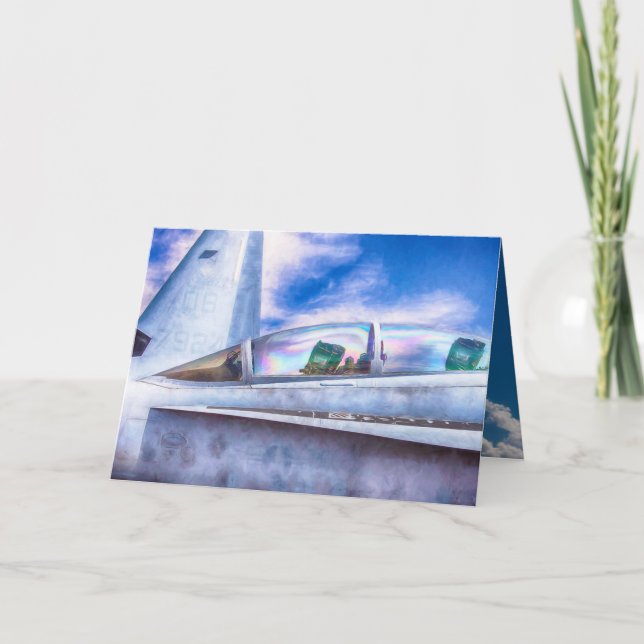 F-18 HORNET FIGHTER JET At Ease Card (Front)