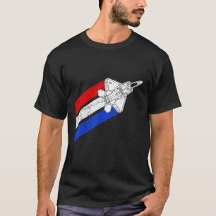 F-22 Raptor Aeroplane USA Contrails Red White Blue T-Shirt