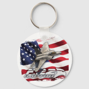F-22 Raptor and American Flag Key Ring