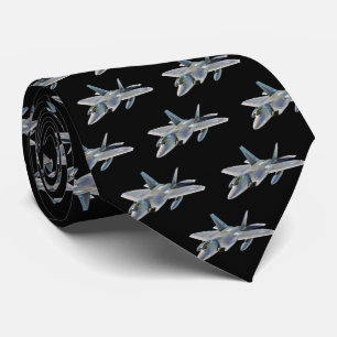 F-22 Raptor Fighter Jet on Black Tie