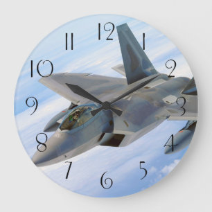 F-22 Raptor Military Jet Large Clock