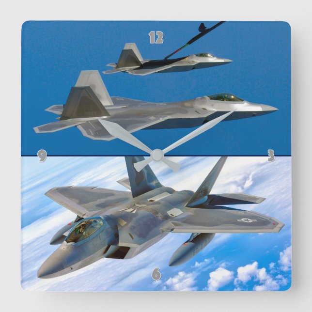 F-22 RAPTOR SQUARE WALL CLOCK (Front)